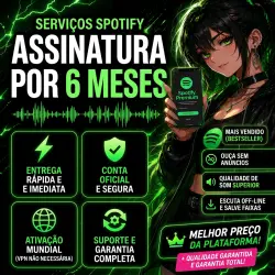 +SPOTIFY PREMIUM 6 MESES! | Código Digital | Meio ano de som livre | Envio manual
